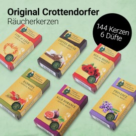 Crottendorfer Incense Cones Set with 6 Fragrances - Incense Cones for Relaxation & Meditation - 144 Cones for Smoking Yoga, Pilates, Wellness, Massages - Made in Germany