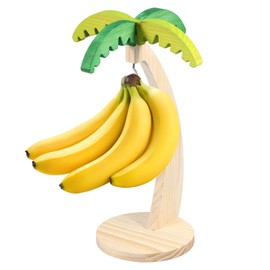 Banana Holder Stand, Banana Holder with Durable Stainless Steel Hook ,Wood Banana Hanger Stand,Creative Shape Banana Holder, Multifunctional Decorative Banana Stand for Home Kitchen (Palm Tree)