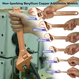 WEDO Non-Sparking Adjustable Wrench 6", Spark-free Safety Spanner, Safty Tool,Beryllium Copper,Non-Magnetic,DIN Standard, BAM & FM Certificate, Opening Max 18mm