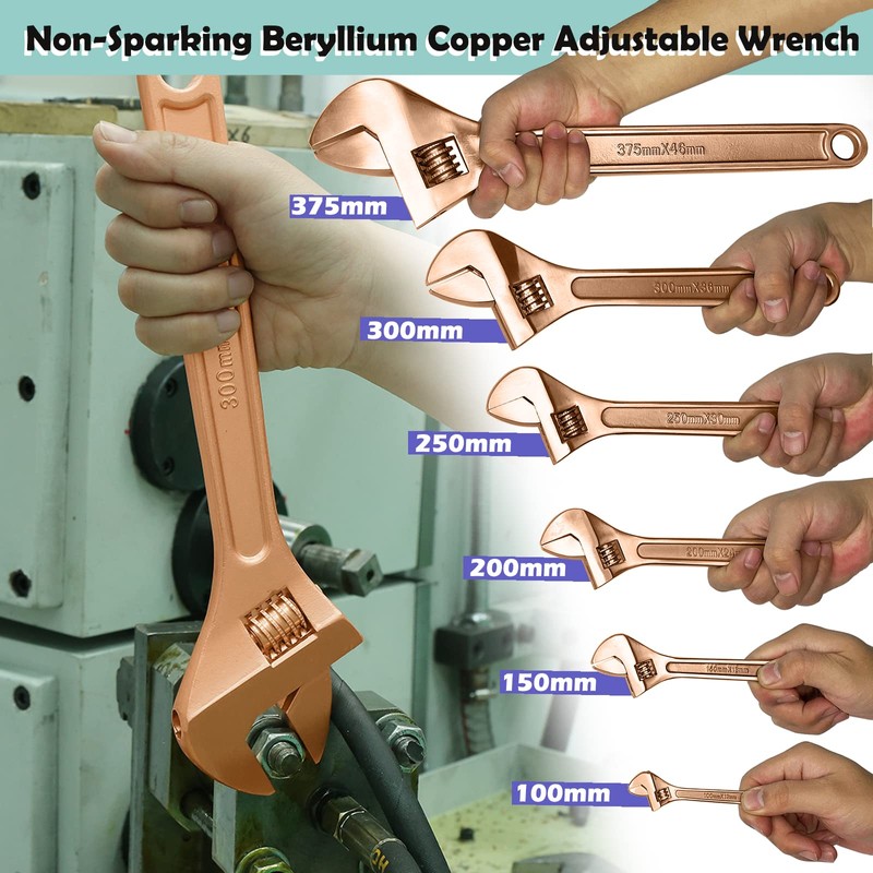 WEDO Non-Sparking Adjustable Wrench 6", Spark-free Safety Spanner, Safty Tool,Beryllium