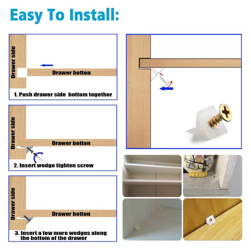 SYJINHUASY 50 Packs Mending Wedges Fixing Sagging Drawer Bottoms Furniture