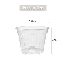 Ysditrk Orchid Pot, 8 Pack 5.5 Inch Clear Orchid Pots with Holes for Repotting, Plastic Flower Plant Pot, Slotted Orchids Planter Indoor Outdoor