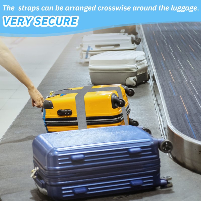 2Pcs Suitcase Straps Set, Adjustable Suitcase Straps, Heavy Duty Luggage