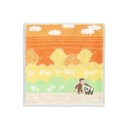 Curious George Panda Towel Handkerchief, Orange, Small, Reborn Cotton, Full Feed Cotton, 68-2280065, Approx. 7.9 x 7.9 inches (20 x 20 cm)