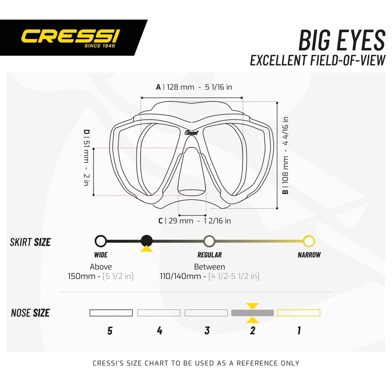 Cressi Big Eyes Scuba Diving and Snorkeling Mask - Blue