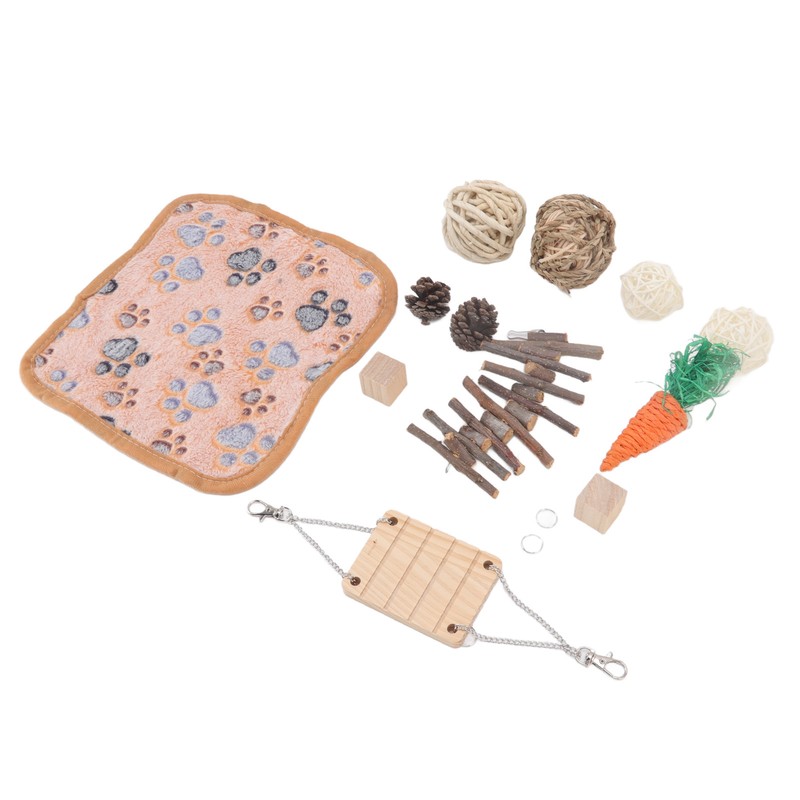 12Pcs Hamster Toy Set Natural Safe Hand Woven Teeth Grinding