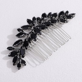 Octwine Bride Wedding Silver Green Red Rhinestone Crystal Hair Comb Wedding Party Prom Hair Headpiece Bridal Wedding Hair Accessories for Women (Black)