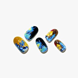 GLAMERMAID Press on Nails, Black Vintage Paint Medium Oval Round Glue on Gel Nails, Fake Nails Acrylic False Nails Stick on Nails Sets Kits for Women Girls Gift, Nautical Nights