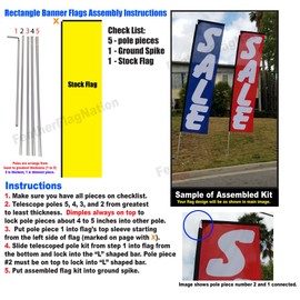 Crawfish Seafood Rectangle Feather Banner Flag Sign with Pole Kit and Ground Spike for Restaurants, Markets, Business Owners