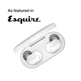 Belkin SOUNDFORM Play Fully Wireless Earbuds Bluetooth 5.2 6mm Driver with 4 Mic Calling Technology, Call Noise Reduction, Up to 38 Hours of Music Playback, Splashproof IPX5, Cloud White, AUC005btWH M