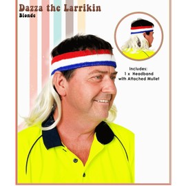 ALLAURA Blonde Mullet Headband Wig | 80s Wig Men Blonde Mullet Wig Men — One Size (Headband Included)