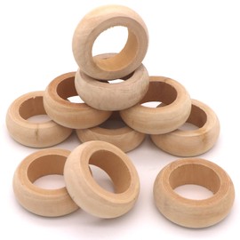 Wooden Napkin Rings 10pcs Natural Wood Serviette Holders Round Serviette Rings Table Decoration Napkin Ring for Party Decoration,Dinning Table,Everyday,Family Gatherings