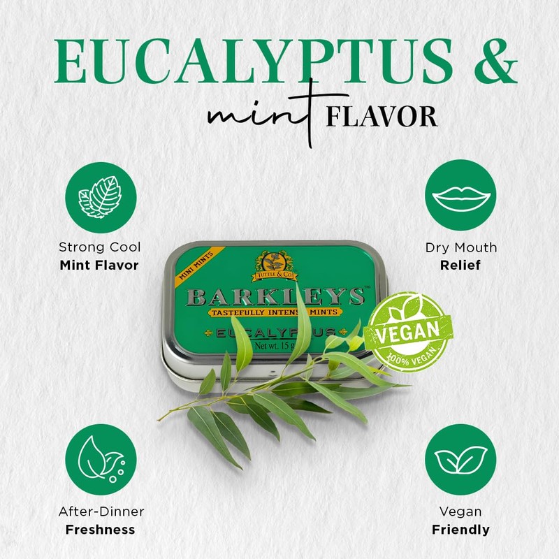Barkleys Eucalyptus Breath Mini Mints - Strong Eucalyptus Flavor Cool