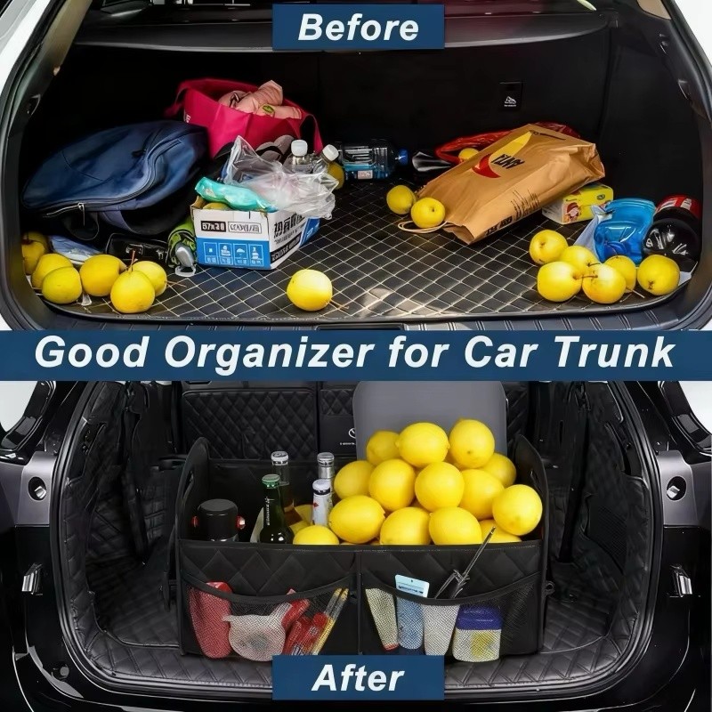 Car Trunk Organizer for Everyday Storage – Black 6-Pocket Storage