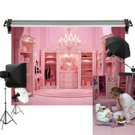 Kate Princess Cloakroom Indoor Girls Pink Room Wardrobe Seamless Photo Backdrop 7x5ft