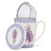 Abbott Collection 27-VALENSOLE-CVT Lavender Print Covered Mug & Strainer, White/Purple