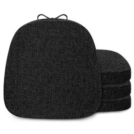 FlyGulls Metal Chair Cushions for Dining Chairs 2" Thick Kictchen Chair Cushions Non Slip Chair Pads with Ties for Metal Dining Chairs Set of 4 14" x 14" Black