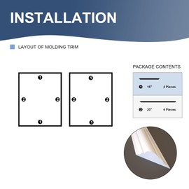 NeatiEase 2 Set Peel and Stick Wall Molding Trim Kit, 16" x20" Premade Wainscoting Panels, Self Adhesive Moulding Panel for Interior Walls Picture Frame