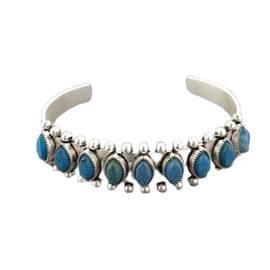 COLORFUL BLING Bohemian Turquoise Engraved Cuff Bracelet Natural Stone Adjustable Wrap Bangle Western Style Gemstone Boho Jewelry for Women-Blue