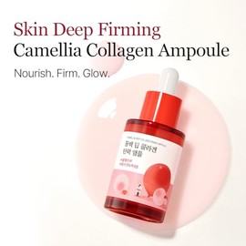 ROUND LAB Camellia Deep Collagen Firming Ampoule 1.01 Fl Oz, Hydrating and Elasticity-Enhancing Facial Serum with Multi Collagen for Smooth Fine Line 