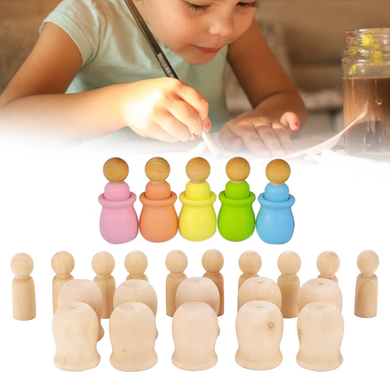 40Pcs Wooden Pegs Natural Unfinished Develop HandsOn Skills Wood Crafts