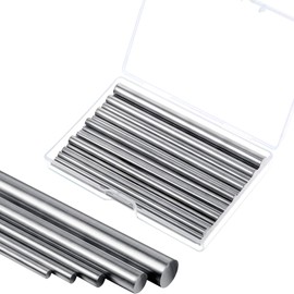 24 Pcs 304 Stainless Steel Round Rods Bar Assorted Diameter 1.5-8 mm for 100 mm Length with Plastic Storage Box Stainless Steel Stick for Drift Punches Various Shaft DIY Craft Models Plane Ship Cars