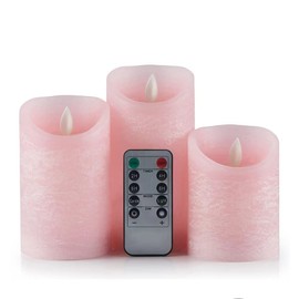 Oulex Flickering Flameless Candles with Remote, Real Wax LED Candles with Timer, Battery Operated Candles for Wedding Holiday Farmhouse Home Decor (Blue-3)