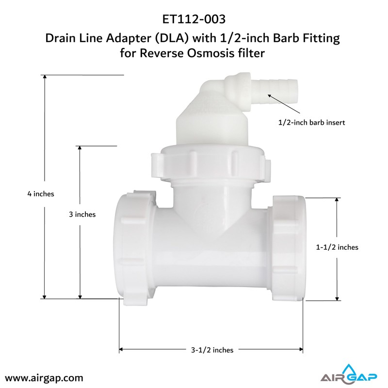 Drain Line Adapter (DLA) with 1/2-inch Barb Fitting for Reverse