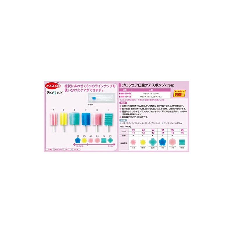 As One Navis C /8-5931-02 Proshare Oral Care Sponge (Plastic
