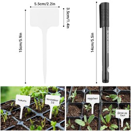Greaner Thick Plastic Plant Makers, 6 Inch White T-Type Plant Tags, Plant Markers for Outdoor Plants Waterproof, Nursery Garden Labels for Seeds with A Marker Pen(50 PCS)