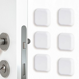 Door Stoppers Wall Protector, Silicone Door Bumper, Self-Adhesive Wall Shield, Door Slamming Silencer, Door Knob Guard for Home, Office, School, 1.77 x 1.77 Inch [6 Pack] [White]