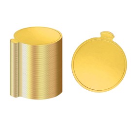 YIHUANYIFA 3.1" Mini Cake Base, 200pcs Round Circle Cardboard, Perfect for Cake Decorating Dessert Displays Tray Cardboard (Gold 3.1inch, 200pcs)