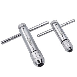 Yakamoz 2 Pcs T Handle Ratchet Tap Wrench, M3-M8/M5-M12 Adjustable Ratcheting Wrench Holder Straight Tapping Wrench for Tap & Die Set, for Loosen Tighten Tap