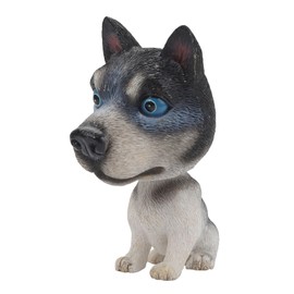 IBWell Resin Bobbing Head Dog Figurine Car Dashboard Decor,Bobblehead Puppy Play Figurines for Home Office Desk Decoration Ornaments (Siberian Husky-Squat)