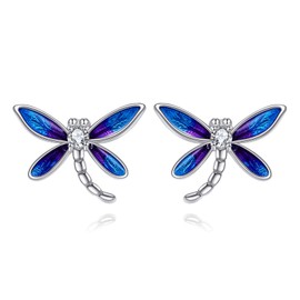 Butterfly/Dragonfly/Corgi/Monkey Stud Earrings for Women 925 Sterling Silver Earrings Jewellery Gift, Sterling Silver, Cubic Zirconia