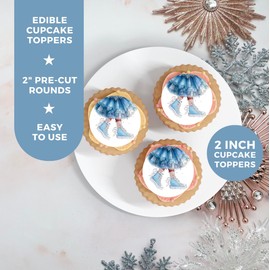 Sneaker Ball Blue Dress DARK Girls Birthday Edible Cupcake Topper Decorations - Set of 12 Toppers