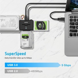 UNITEK USB 3.0 to IDE SATA Converter External Hard Drive Adapter for 2.5/3.5 Inch HDD SSD Hard Drives Support OTB with External DC 12V 2A