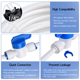 32.8ft Refrigerator Water Line Kit Connection, 1/4 Compression Ice Maker Installation Kit, 1/4" OD Water Line Kit with Quick Connect Fitting for Fridge Ice Maker Reverse Osmosis RO System Water Filter