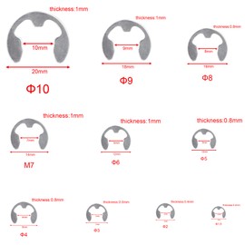 GIVIHGETI 300 Pieces Stainless Steel Circlips Snap Ring Set, E-Clips Set, Locking Washers 10 Different Sizes, Snap Rings 1.5-10 mm with Box, Retaining Rings Set for Shaft Mounting Parts