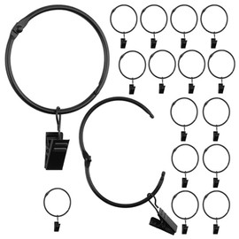 50 Anillos de Cortina Negros de 2 Pulgadas con Clips, Anillos de Cortina de Metal con Ganchos, Ganchos de Cortina inoxidables para recámara, Sala de Estar, baño