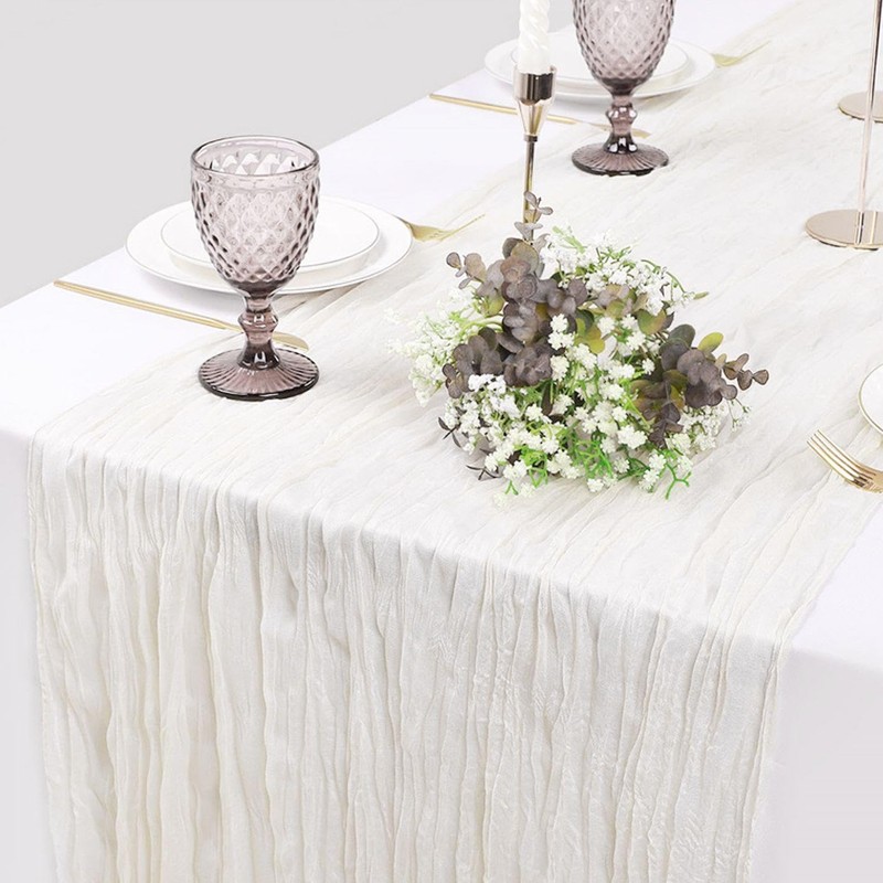 EOWVISN 1Pc Wrinkled Tablecloth, 4Pcs Tablecloth Clip, Muslin Tablecloth, Cheesecloth