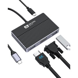 Type-C Interface Expansion Out of PD × 1, HDMI × 1, VGA × 1, USB-A3.0 × 1, 3.5mm Audio × 1 Suitable for Type-C Interface Laptop, Tablet, Cell Phone and Other Related Host Devices