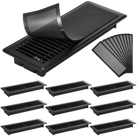 Retisee 20 Pcs Heavy Duty Floor Vent Covers Sets Including 10 Pcs 4 x 12 Inches Floor Register Metal and 10 Pcs Magnetic Floor Vent Covers Metal Black Floor Vent Mesh Vent for Home Floor Heater