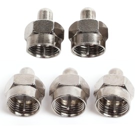 EZYUMM 5-Pack Coax Cap Cover - 75 Ohm Terminator for Splitter, AMP, Coaxial Cable, TV Antenna & Wall Plates (F Type, Brass Connectors)