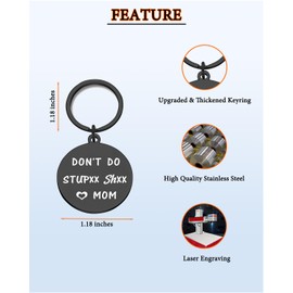 Son Birthday Gift Ideas, Sons Gifts from Mom, Son Keychain for Teen Boys, Don't Do Stupid Keychain, Gag Birthday Gift Ideas, Christmas Gift, Back To School, Black, Small