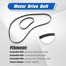 Priprilod AC Compressor Alternator Serpentine Belt fit for Maserati Ghibli 3.0L 2014-2020 fit for Quattroporte 3.0L 3.8L 2014-2020 Compatible with Levante 3.0L 2017 2018 2019 2020 243857 286570