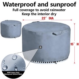 Chinchilla Fire Pit Cover for Solo Stove Bonfire 2.0 - Waterproof 600D Oxford Fabric Cover for 19.5 to 21 Inch Outdoor Fire Pits, All-Weather Protection with Drawstring & Heat-Resistant Handle