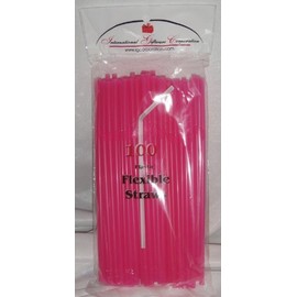 IGC 200 Drinking Straws - Flex/Flexible Drinking Straws - Hot Pink - Luau - Wedding - Party - Anniversary Supplies