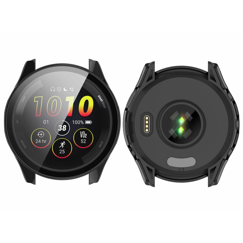 SHEAWA 2pcs Case Cover for Garmin Forerunner 265S PC+Tempered Glass