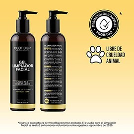 Gel Limpiador Facial con Vitamina C + Vitamina E + Aloe Vera - 80% Ingredientes Naturales- Limpiador Profundo Facial -Baja Espuma- Remueve Grasas y To